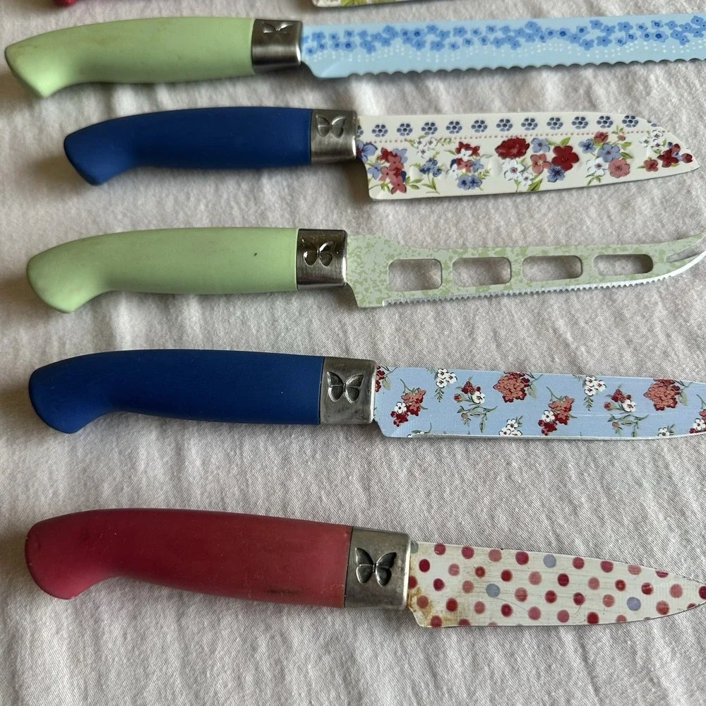 Pioneer Woman Knives With Covers Knife Set Of 7 Floral Colorful Kitchen Knives